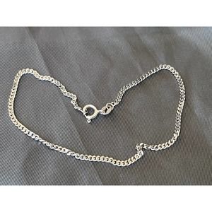 Vintage Sterling Silver Milor Anklet Flat Chain Made in Italy By Milor 9" Long